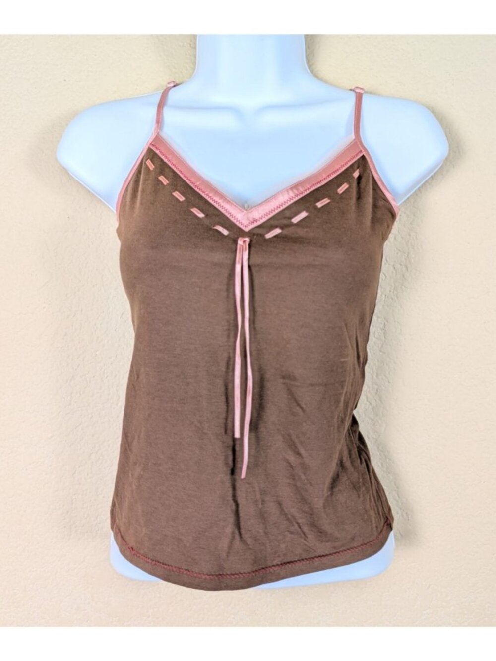 Y2K 2004 VTG Old Navy Cami Boho Fairy Preppy XS Elle Woods Ribbon Strappy Tank